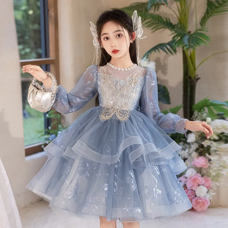 女童礼服轻奢小众高端生日花童婚礼公主裙儿童钢琴演出服秋