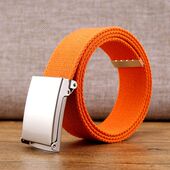 男女青少年加长腰带白色自动扣编织帆布皮带简约休闲裤 带学生百搭