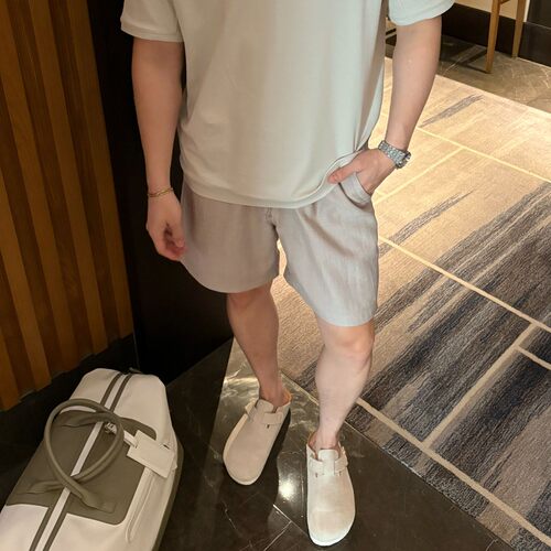 GGGG哥男装/ Lu linen  7寸亚麻混纺夏季男士直筒宽松短裤四分裤