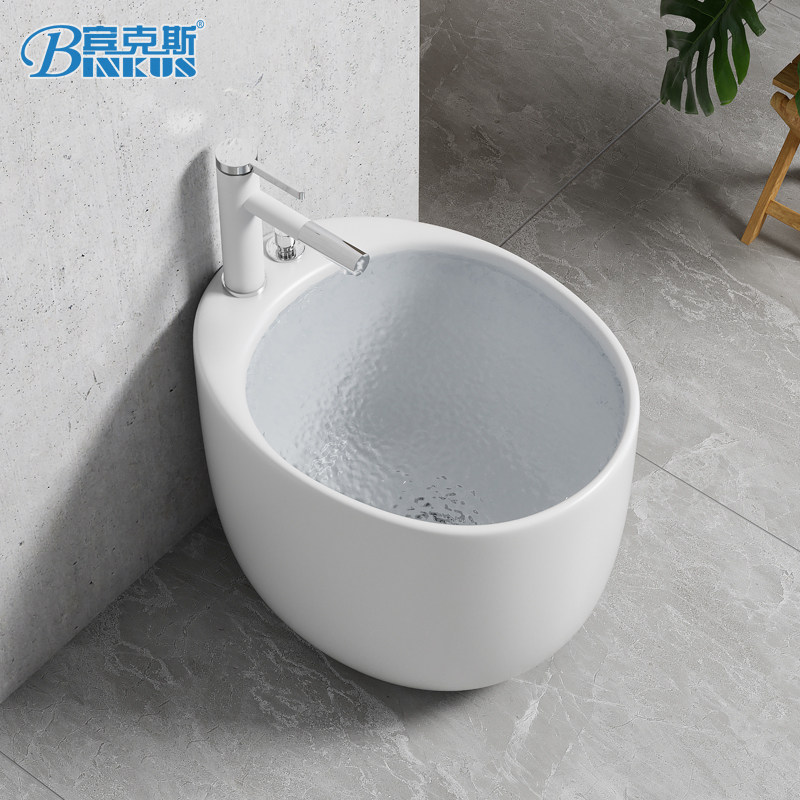 宾克斯鹅蛋拖把池家用卫生间阳台39cm大号陶瓷泡脚池洗脚盆拖布池