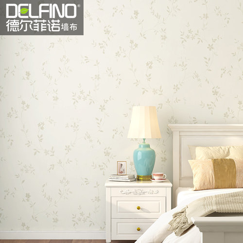 高档环保田园无缝墙布现代简约卧室客厅背景墙法式提花壁布包安装