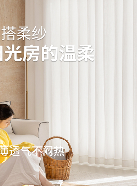 2026新款窗帘窗纱透光不透人客厅飘窗纱帘阳台白纱现代简约肌理纱