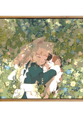 非之语数字油画diy猫萌宠女孩