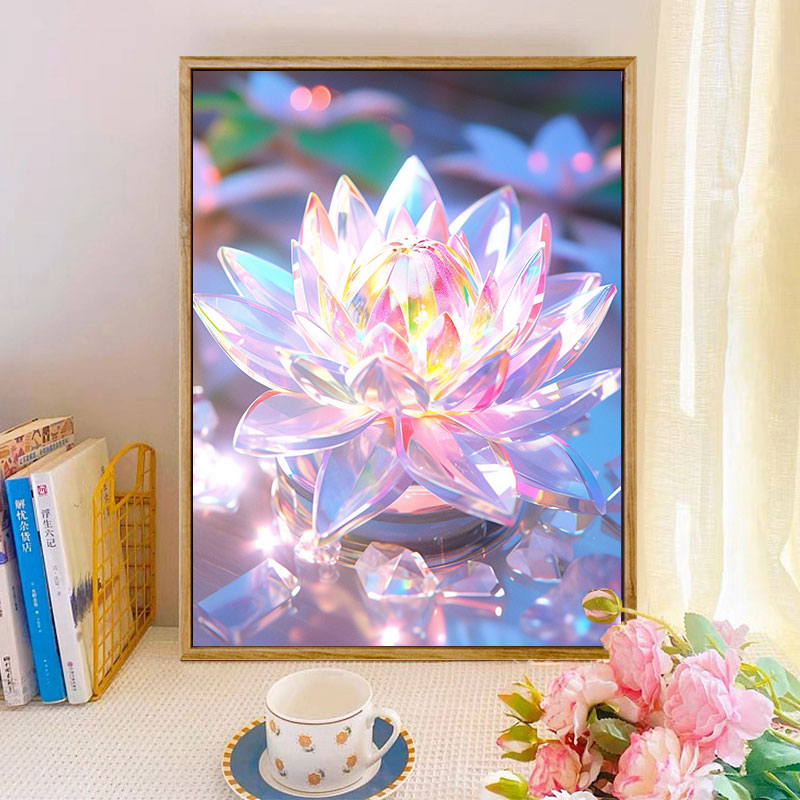 水晶花卉 DIY数字油画手绘涂鸦填色丙烯画客厅卧室装饰油彩画挂画图片
