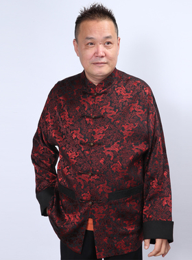 高三强唐装 春秋季中国服汉服唐装男外套 中式休闲大码上衣 14374