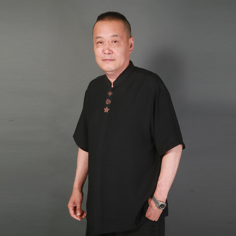 高三强唐装新款夏季男式简约轻薄透气立领中式短袖衬衫5347