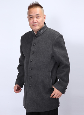 高三强唐装新款秋冬中国风汉服男式大衣盘扣立领外套16913