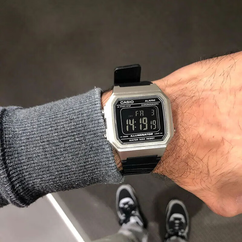 卡西欧手表CASIO W-217HM-7B潮流户外运动电子表复古防水小方表