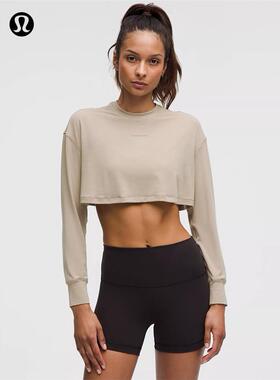 Jersey 女士训练加短款平纹针织长袖 T 恤丨lululemon丨LW3JOCS