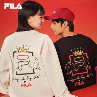 易烊千玺同款 FILA叕运蛇斐乐情侣新年氧气卫衣女红色2025春新款