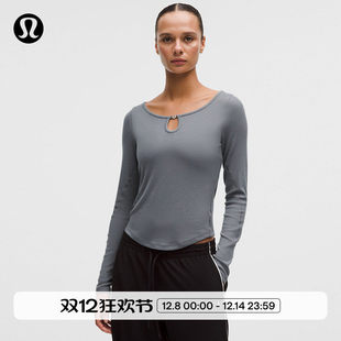 Hold Tight 女士紧身锁孔领长袖 T 恤 *挂坠丨lululemon丨LW3KDDS