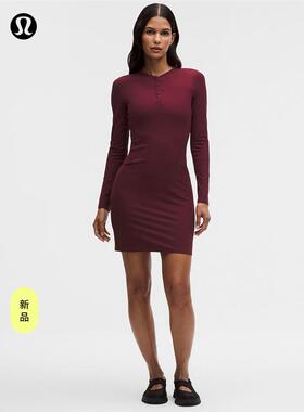 All Aligned 女士罗纹长袖亨利领连衣裙丨lululemon丨LW1FMCS