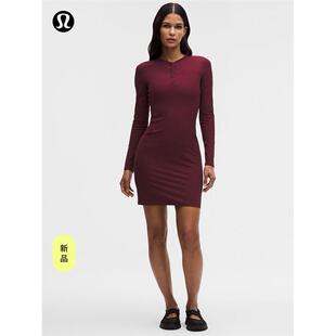 All Aligned 女士罗纹长袖亨利领连衣裙丨lululemon丨LW1FMCS