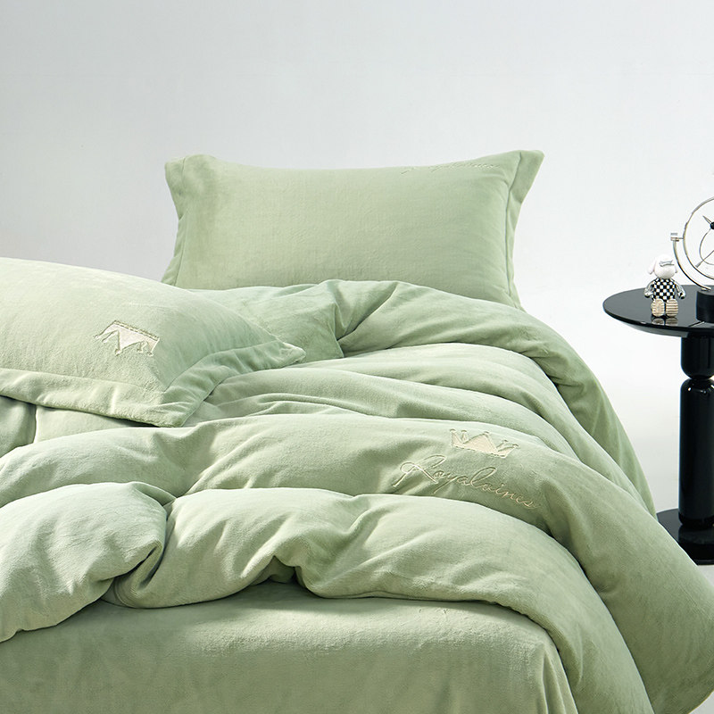 Class A baby-grade milk velvet bed sheet four-piece set thickened warm coral velvet Ferra velvet quilt cover light luxury high-end