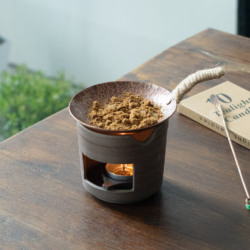 粗陶香熏炉可干烧紫铜烤茶盘隔火加热扩香熏香器雪松扩香炉