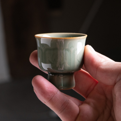 青瓷福兮茶杯复古品茗杯