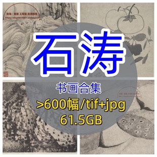 清代石涛书法绘画合集/中国画白描写意人物造像罗汉花卉册页图片