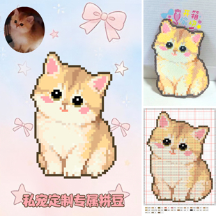 宠物拼豆定制图纸设计手绘头像素画图代拼卡通Q版漫画绘画像礼物