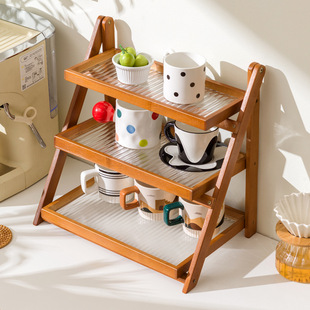 可折叠置物架桌面小型手冲咖啡角布置器吧台餐桌咖啡杯收纳陈列架