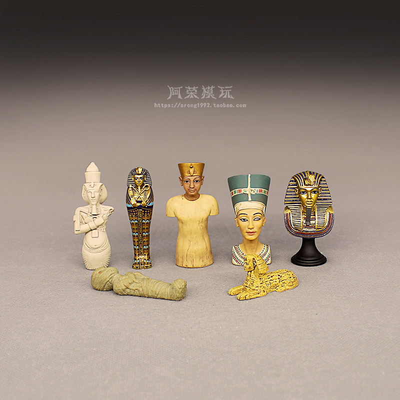 微景观古文明模型古埃及法老图坦卡蒙纳芙蒂蒂王后木乃伊沙盘摆件
