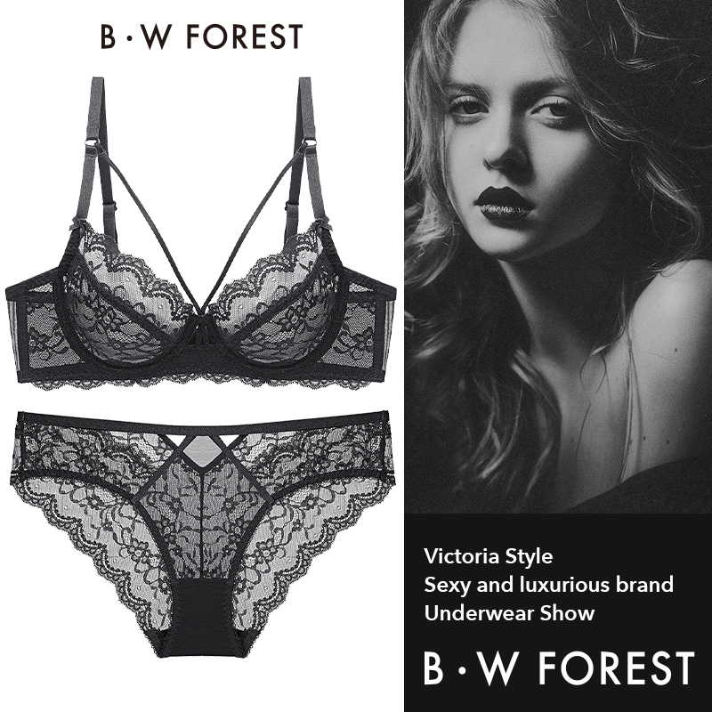 维多利亚蕾丝内衣女粉色纯欲性感大胸显小防下垂法式文胸罩女套装