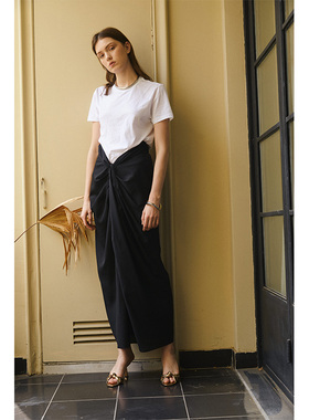 NEANT SS21褶皱花瓶黑色半裙