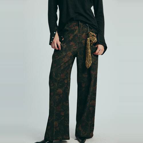 PUXU直播款6.30黑咖斑驳休闲裤