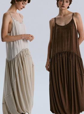 NEANT 铃铛吊带超重磅大摆 灰白/军绿/深棕色 连衣裙