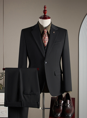 【TGH】新郎西服套装男士三件套结婚礼服商务休闲轻熟风西装TZ810