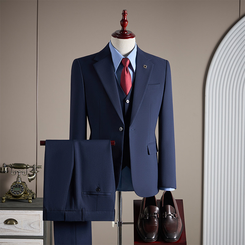 【TGH】夏季新郎西服套装男士结婚礼服三件套修身商务休闲TZ860