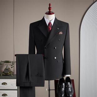【TGH】结婚双排扣西服套装商务休闲西装套装男士痞帅婚礼TZ760