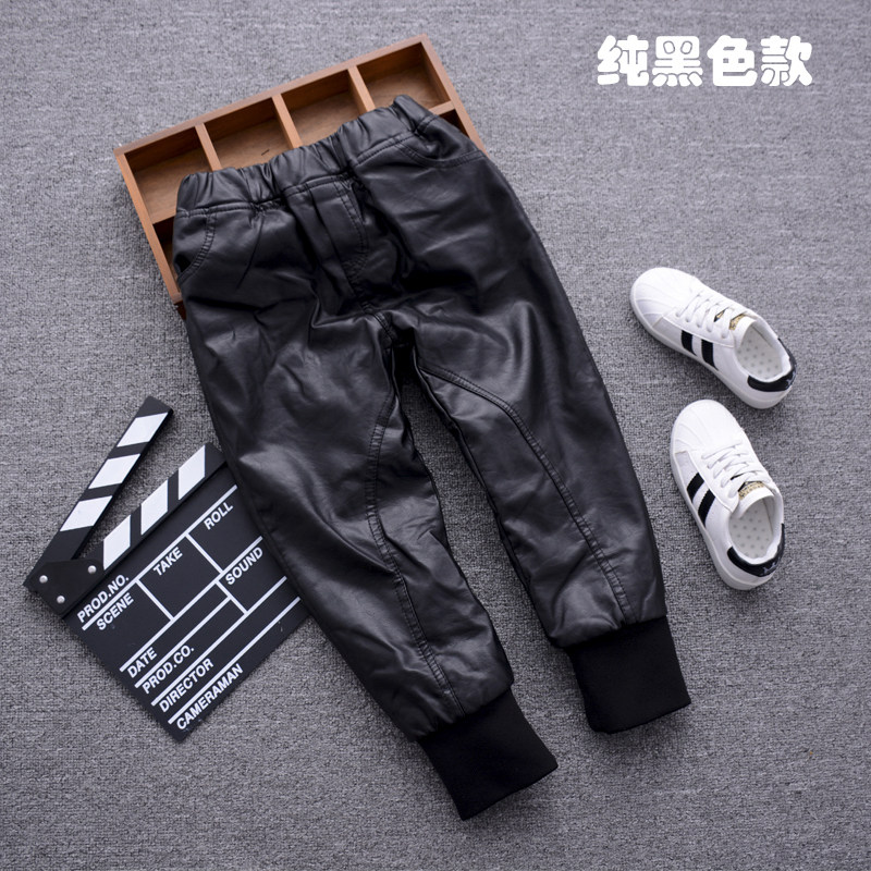 冬季休闲潮范水洗加绒PU皮裤保暖男童女童耐脏防风皮裤 韩版童装,童装/婴儿装/亲子装,裤子,淘宝优惠券,粉丝福利购,淘宝优惠卷