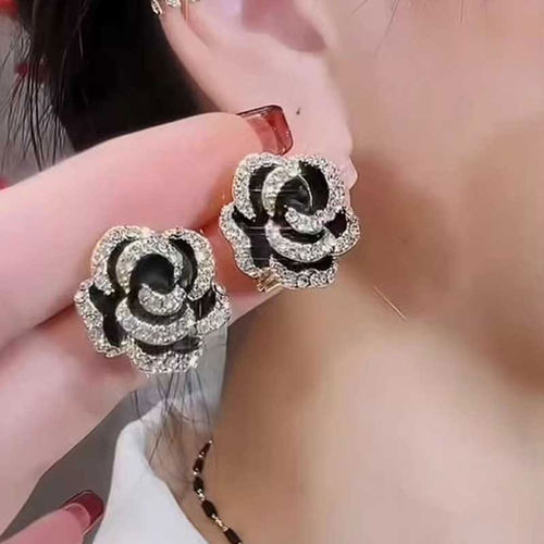 轻奢925银针女水钻滴油耳钉耳夹