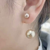高级感长款 一款 两戴珠珠耳钉女S925银针耳坠耳环女2025新款 耳饰品