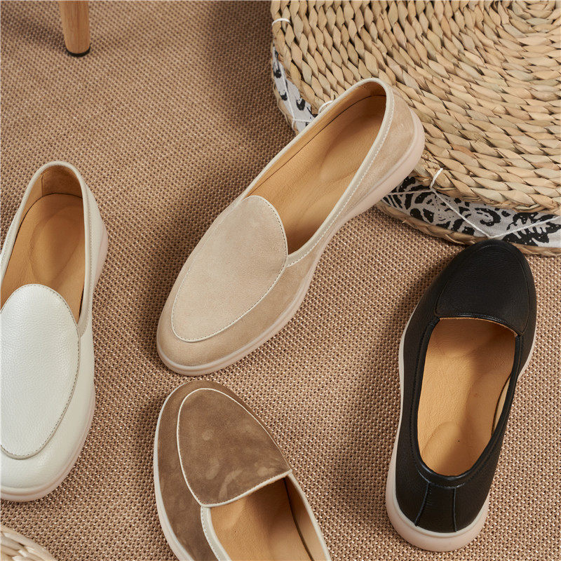 LP高级感真皮豆豆鞋男超软一脚蹬反绒麂皮乐福鞋男老钱风英伦单鞋