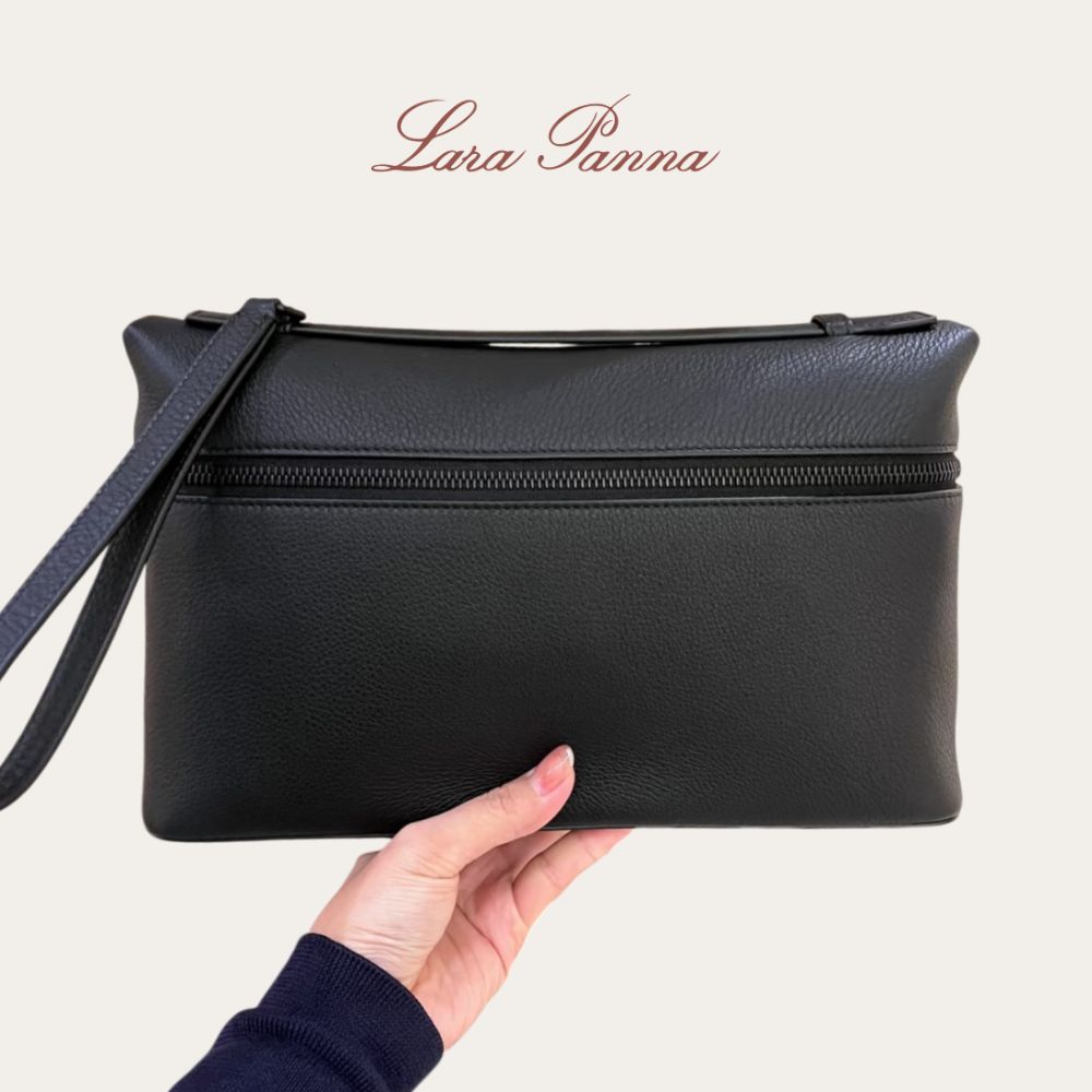 LP黑色经典 Extra Pouch L29 手拿包 进口粒面小牛皮男女通用手袋