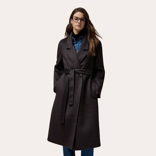 BC新款真丝驼绒双面呢大衣外套女长款高级感正肩浴袍max2025新款