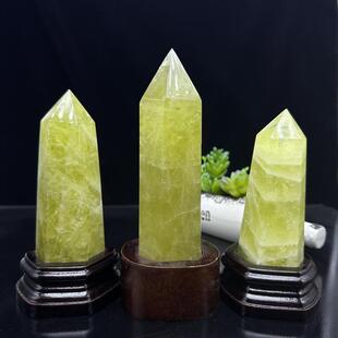 天然黄色黄水晶柱六棱柱长方形长形水晶摆件黄色透明顶梁柱礼品
