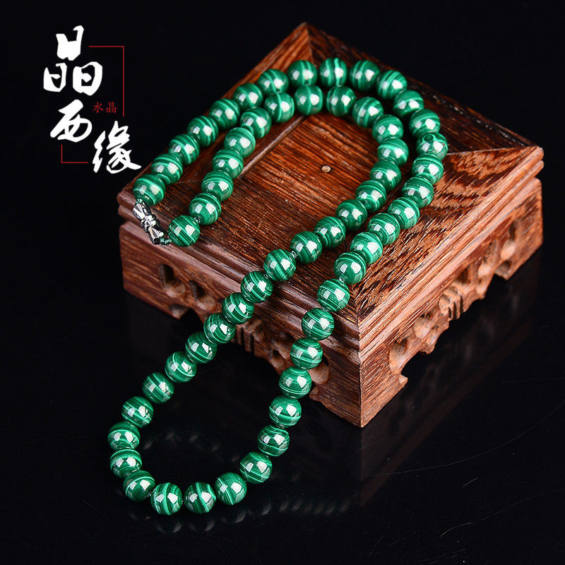 天然孔雀石项链水晶项链绿水晶送妈妈送女友生日礼物原创宴会佩戴