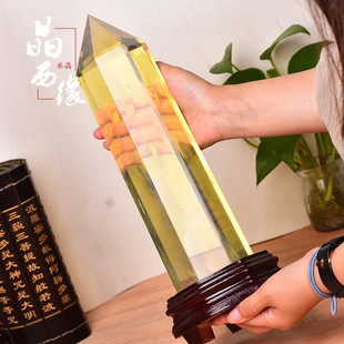 黄色天然黄水晶柱熔炼柱客厅玄关书房店铺居家摆件开业庆典礼品