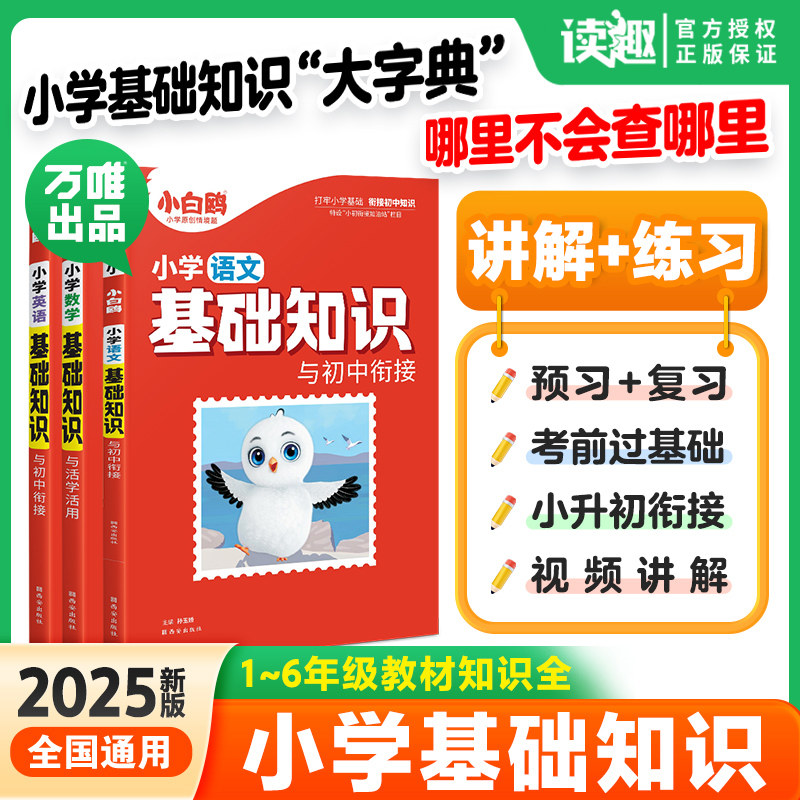 2025万唯小白鸥原创小学基础知识与初中衔接大全手册语文数学英语小升初总复习资料一二三四五六年级人教版万维小白欧鸽阅读训练题