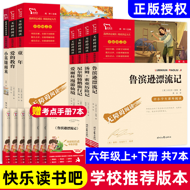 鲁滨逊漂流记尼尔斯骑鹅旅行记爱丽丝漫游仙境奇境汤姆索亚历险记六年级下册必读的课外阅读书籍童年高尔基小英雄雨来爱的教育下册
