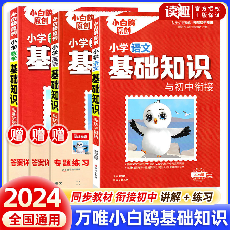 万唯小白鸥原创小学基础知识与初中衔接大全手册语文数学英语小升初总复习资料一二三四五六年级人教版万维小白欧小白鸽阅读训练题