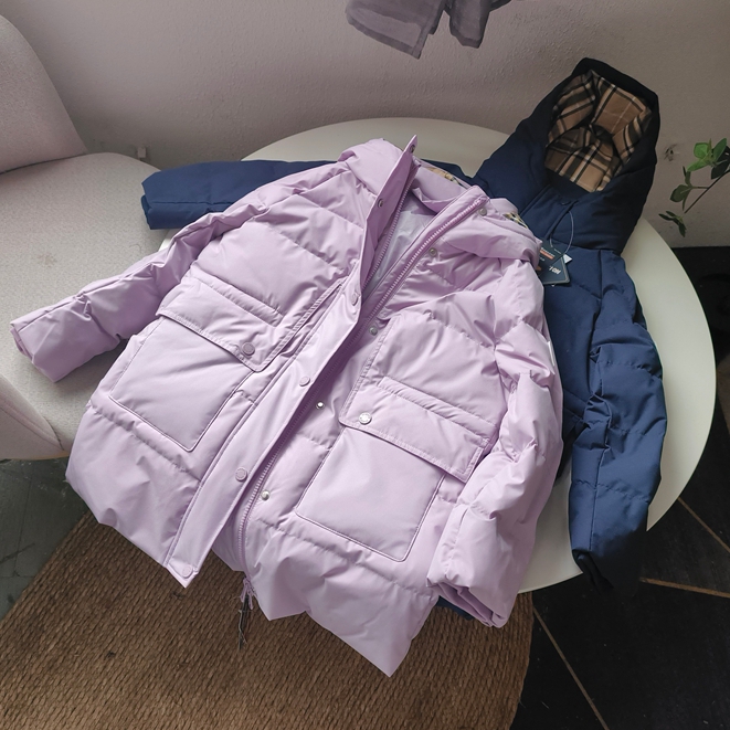 笑笑家 童装上衣 男童女童加厚连帽中长款羽绒服中大童冬季