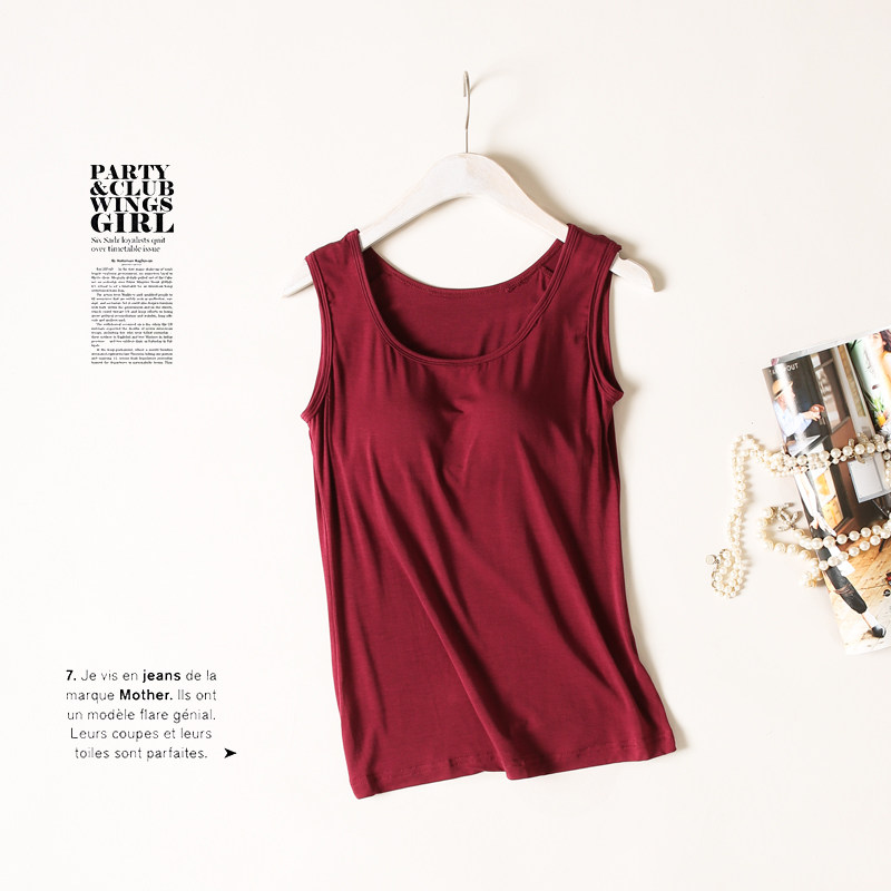 브래지어가없는 여성용 셀프 패딩 조끼 여성용 브래지어 스트랩 소형 림 없음 모달 여름 바닥 속옷