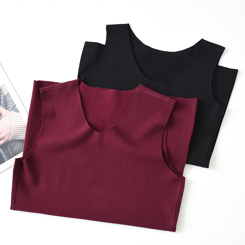 ZHENYUAN 원활한 조끼 남자 가을 겨울 순수 코튼 가열 독일 벨벳 슬림 피트 탄성 단순 솔리드 컬러 열 속옷 탑