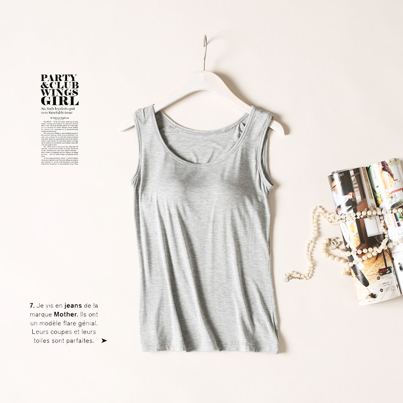 브래지어가없는 여성용 셀프 패딩 조끼 여성용 브래지어 스트랩 소형 림 없음 모달 여름 바닥 속옷