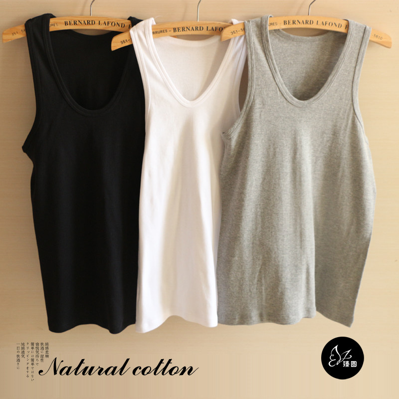 무료 배송 조끼 남성 순수 코튼 여름 느슨한 얇은 탄성 중년 및 노인 민소매 단색 흑백 회색 바닥 조끼