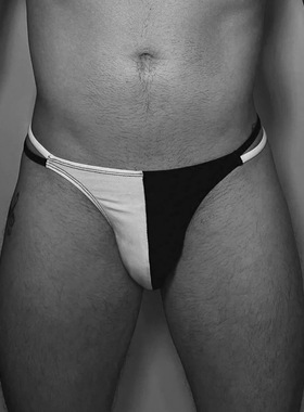 新品外贸男士拼色棉T裤运动型跑步无痕性感双细带U囊诱惑舒适内裤