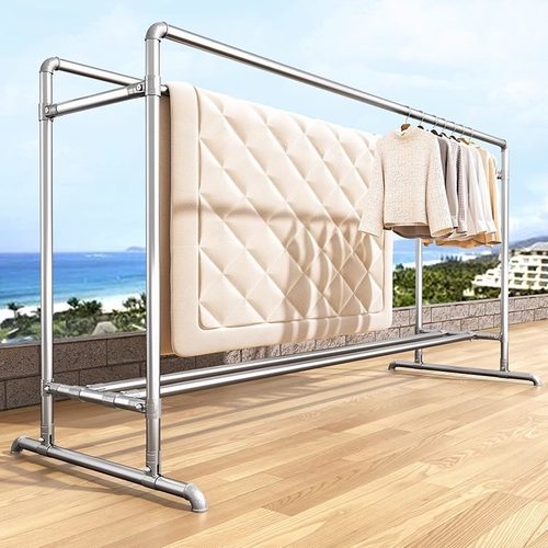 钢管晾衣架落地双杆家用阳台挂衣